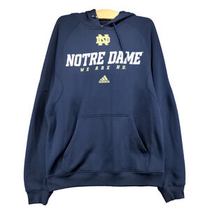 Adidas Mens Climawarm Notre Dame Hoodie Sweatshirt Blue Small Pullover Polyester
